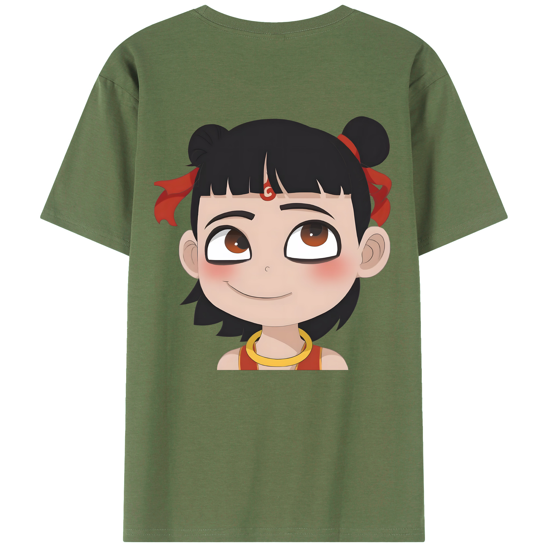 （画像用） Ne Zha 2 ナタ 魔童の大暴れ 綿100％ メンズ半袖Tシャツ（バックプリント） 通気性